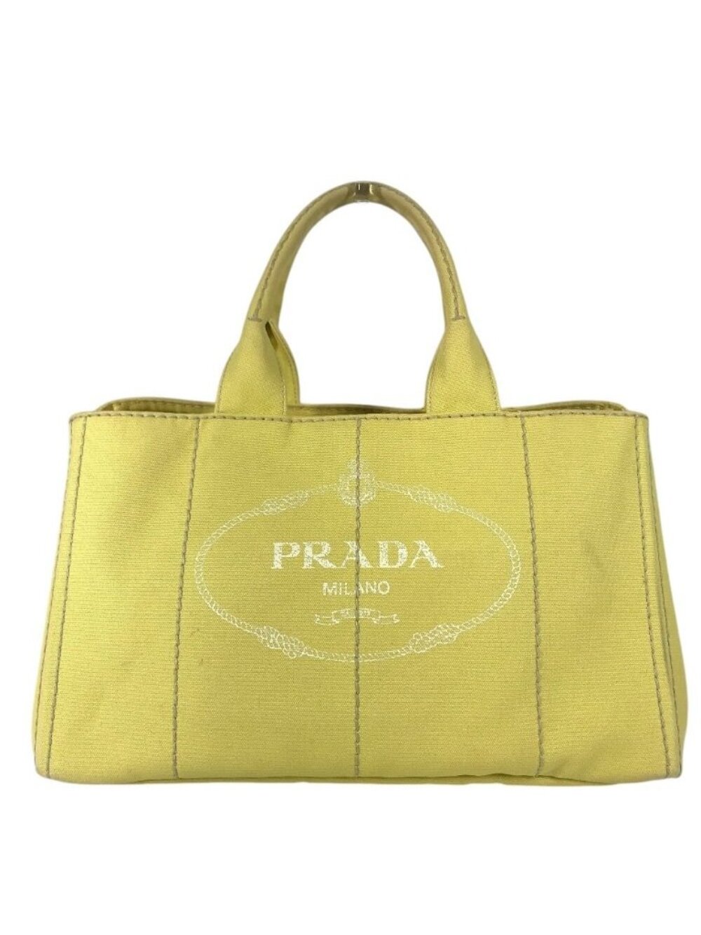 Prada Handbag Canapa Logo Canvas Yellow